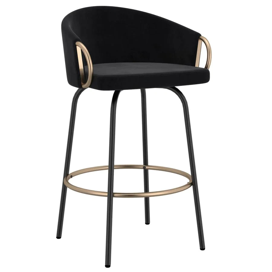 Lavo 26" Counter Stool, Set of 2 in Black and Gold - Furniture Depot
