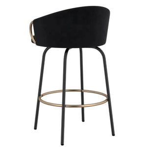 Lavo 26" Counter Stool, Set of 2 in Black and Gold - Furniture Depot