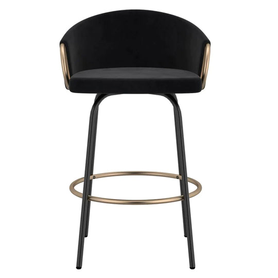 Lavo 26" Counter Stool, Set of 2 in Black and Gold - Furniture Depot