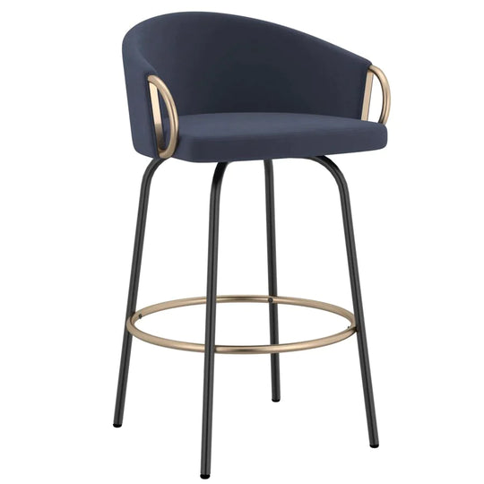 Lavo 26" Counter Stool, Set of 2 in Blue and Black and Gold - Furniture Depot