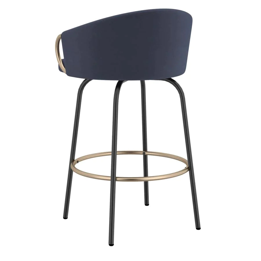 Lavo 26" Counter Stool, Set of 2 in Blue and Black and Gold - Furniture Depot