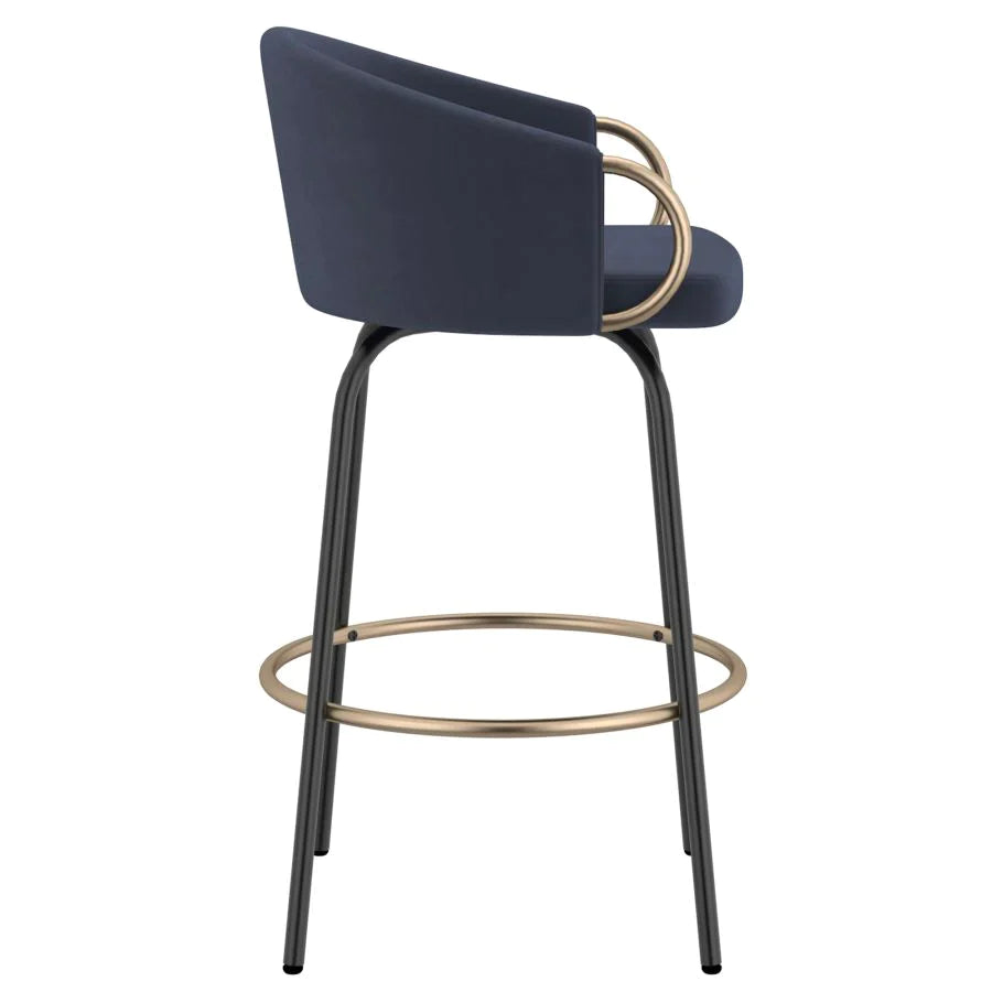 Lavo 26" Counter Stool, Set of 2 in Blue and Black and Gold - Furniture Depot