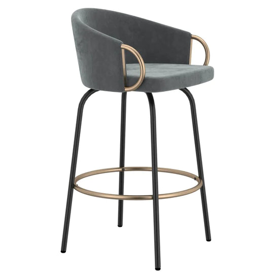 Lavo 26" Counter Stool, Set of 2 in Grey and Black and Gold - Furniture Depot