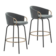 Load image into Gallery viewer, Lavo 26&quot; Counter Stool, Set of 2 in Grey and Black and Gold - Furniture Depot