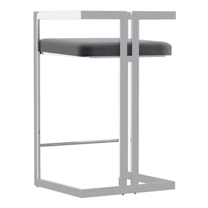 Cosmo 26" Counter Stool in Grey with Silver Legs - Furniture Depot