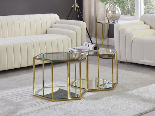 Sei Brushed Gold 2PC Coffee Table - Furniture Depot