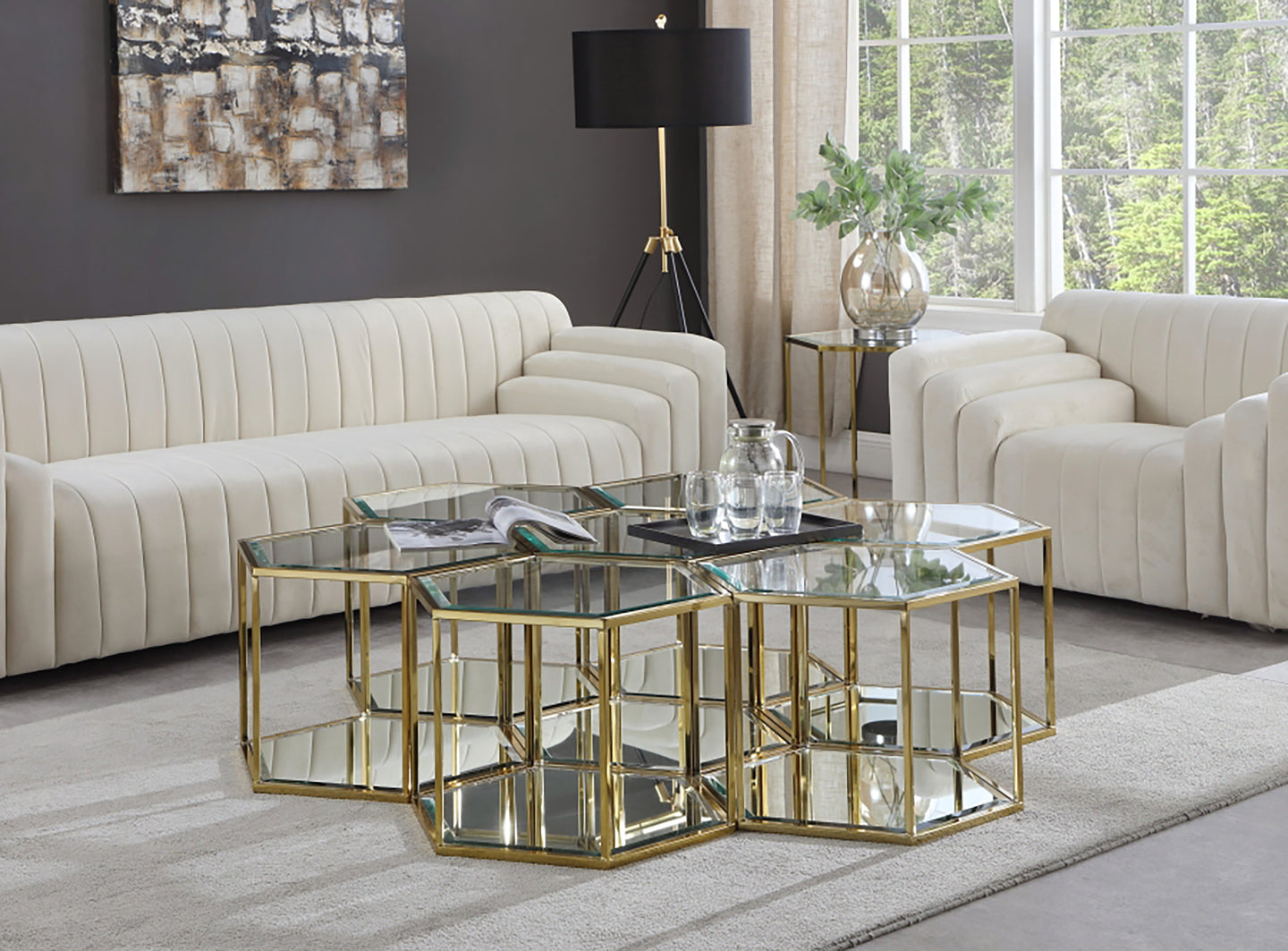 Sei Brushed Gold 7PC Coffee Table - Furniture Depot