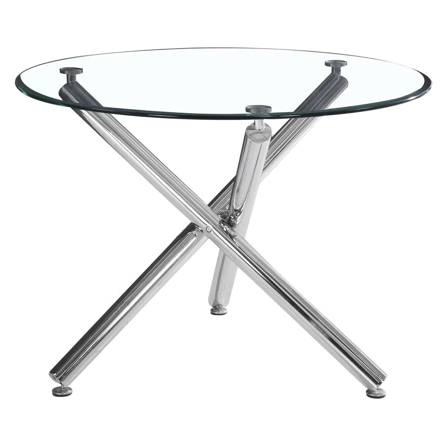 Solara/Devo 5pc Dining Set, Chrome/Grey - Furniture Depot