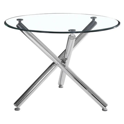 Solara/Devo 5pc Dining Set, Chrome/White - Furniture Depot