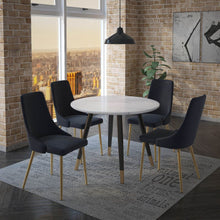 Load image into Gallery viewer, Emery/Carmilla 5pc Round Dining Set in White with Black Chair - Furniture Depot