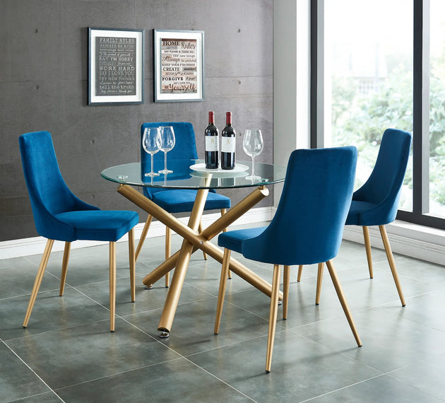 CARMILLA DINING 5PC SET-CHAIR BLUE - Furniture Depot