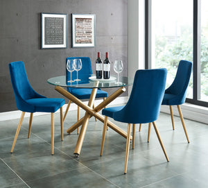 CARMILLA DINING 5PC SET-CHAIR BLUE - Furniture Depot