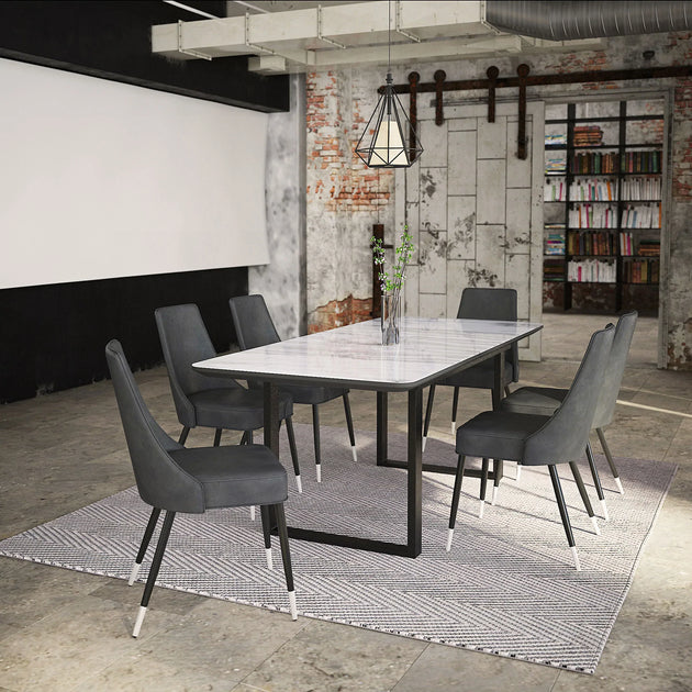 GAVIN/SILVANO GY-7PC DINING SET - Furniture Depot