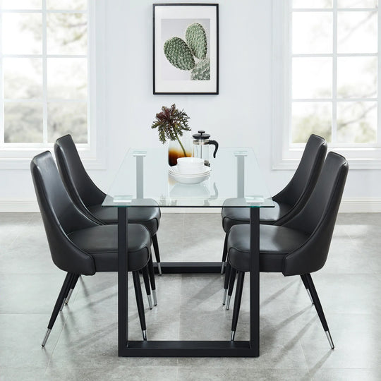FRANCO BK/SILVANO GY-5PC DINING SET - Furniture Depot