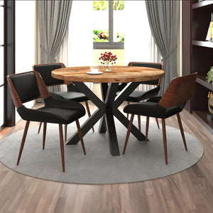 Arhan/Hudson 5pc Dining Set in Natural with Black Chair - Furniture Depot