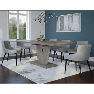 Eclipse/Bianca 7pc Dining Set in Oak with Black & Grey Chair - Furniture Depot