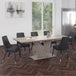 Eclipse/Silvano 7pc Dining Set in Oak with Grey Chair - Furniture Depot