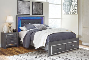Lodanna Gray Panel Bed With 2 Storage Drawers