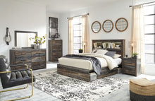 Load image into Gallery viewer, Drystan Brown / Beige Queen Bookcase Bed With 4 Side Drawers