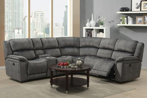 Washington Power Recliner Collection Sectional - Grey Fabric - Furniture Depot