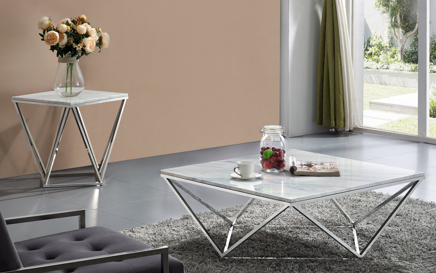 Skyler Chrome Coffee Table - Furniture Depot