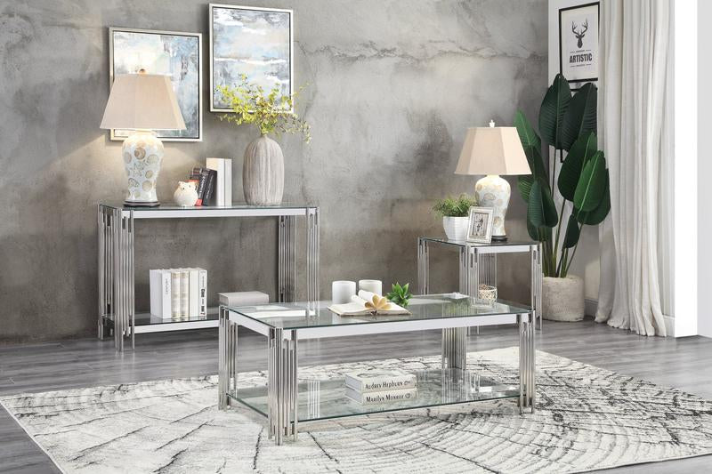 Liana End Table - Glass and Stainless Steel - Furniture Depot (4570676559974)