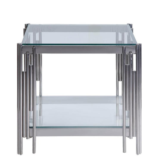 Liana End Table - Glass and Stainless Steel - Furniture Depot (4570676559974)