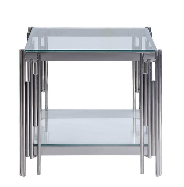 Liana End Table - Glass and Stainless Steel - Furniture Depot (4570676559974)