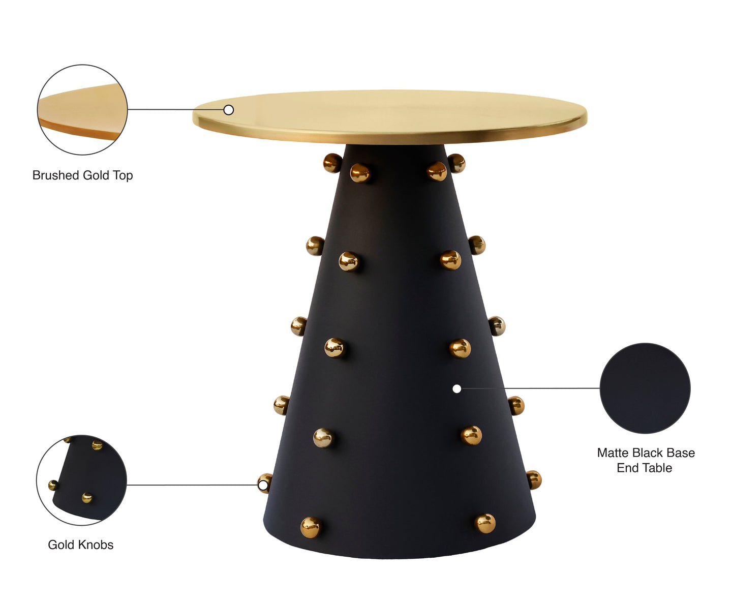 Raven Black / Gold End Table - Furniture Depot
