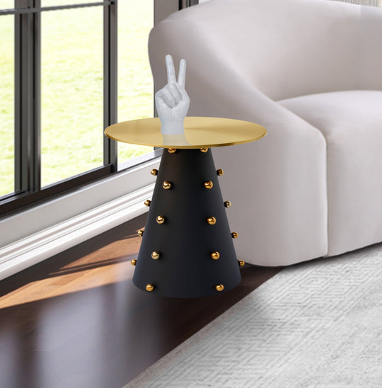 Raven Black / Gold End Table - Furniture Depot