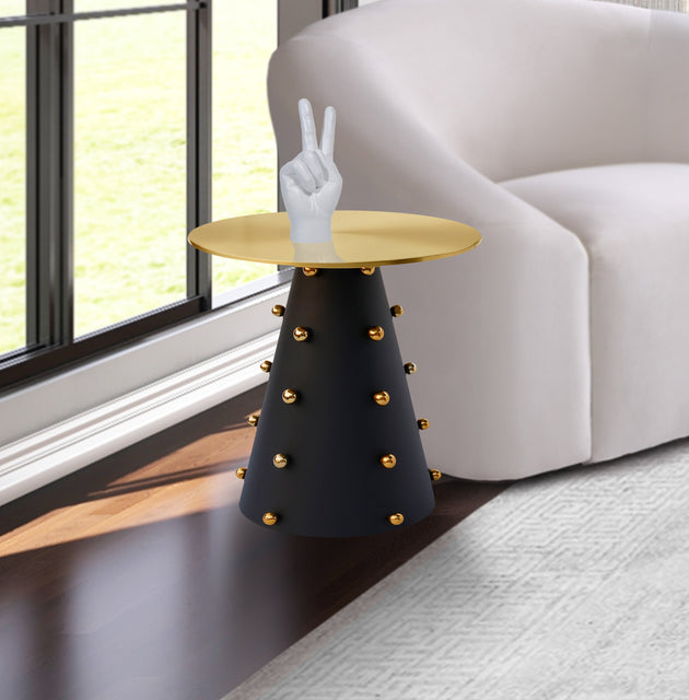 Raven Black / Gold End Table - Furniture Depot