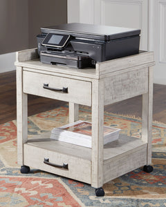 Carynhurst Whitewash 4 Pc. Home Office Large Leg Desk, Printer Stand, Bookcase, Baldridge Swivel Chair