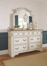 Load image into Gallery viewer, Realyn Two tone 5 Pc. Dresser, Mirror, Upholstered Sleigh Bed