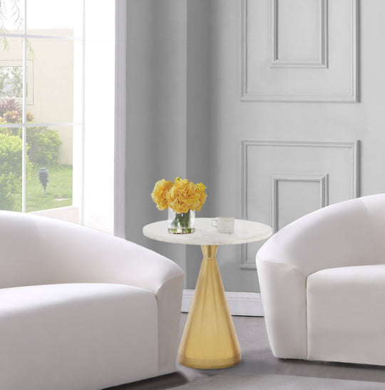 Emery White Marble End Table - Furniture Depot