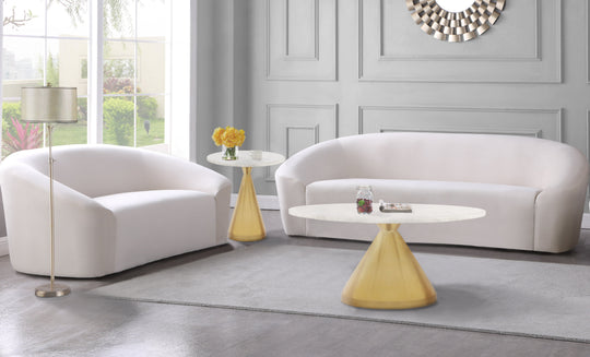 Emery White Marble End Table - Furniture Depot