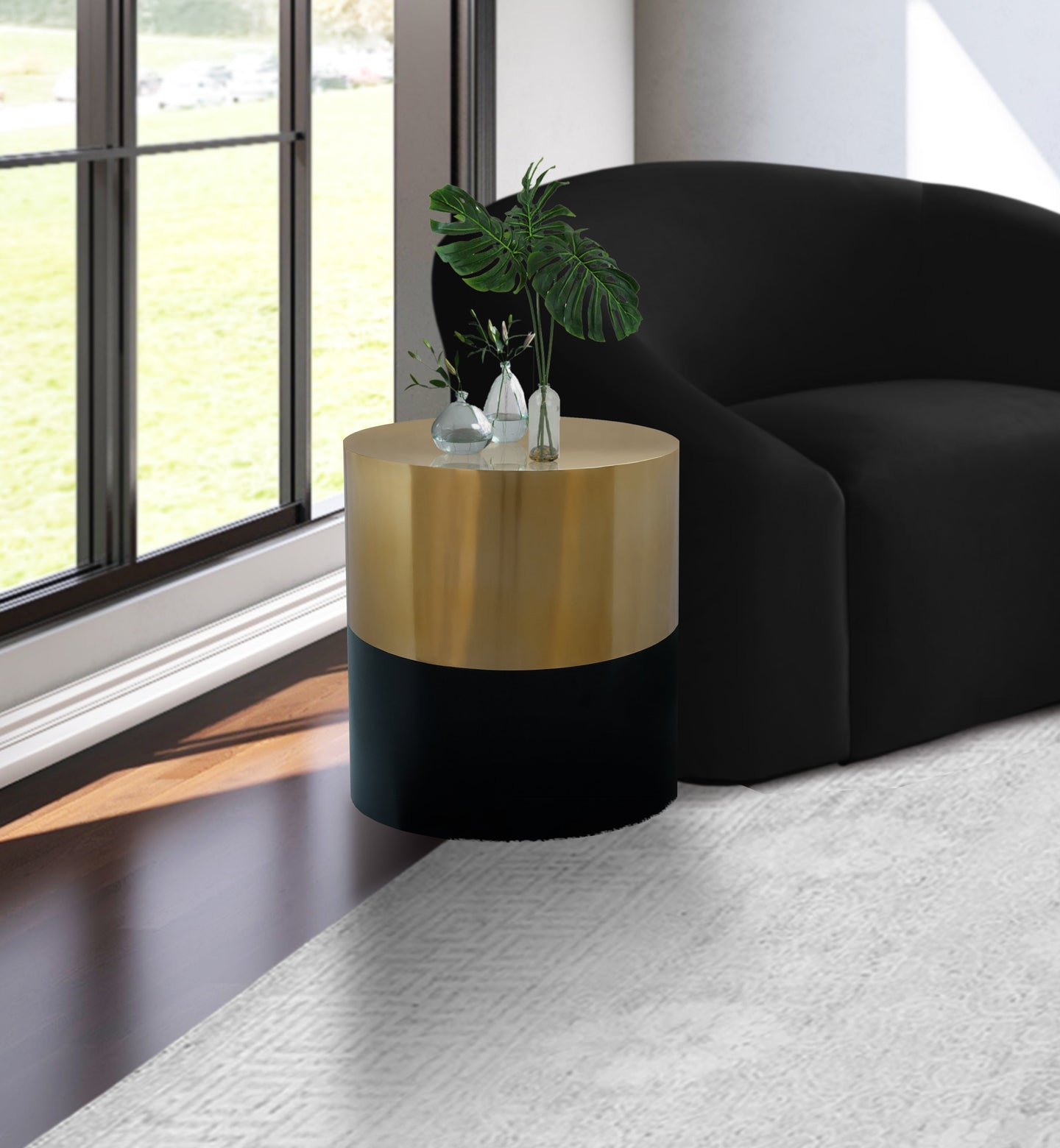 Sun Black / Gold End Table - Furniture Depot