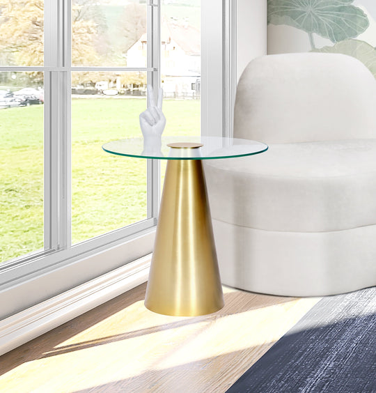 Glassimo Brushed Gold End Table - Furniture Depot