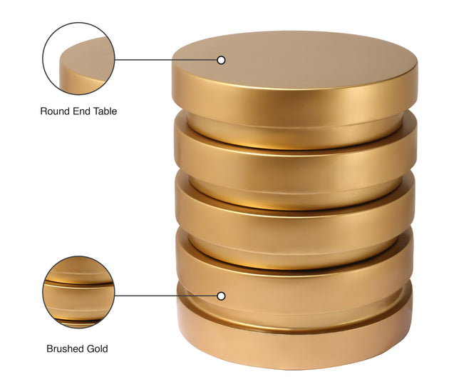 Levels Brushed Gold End Table - Furniture Depot