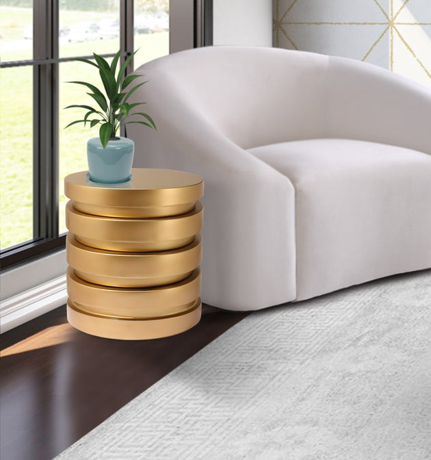 Levels Brushed Gold End Table - Furniture Depot