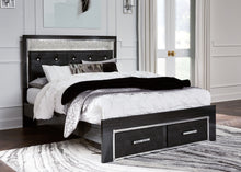 Load image into Gallery viewer, Kaydell Black Upholstered Glitter Panel Storage Bed