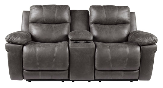 Erlangen Power Reclining Loveseat with Console - Midnight - Furniture Depot