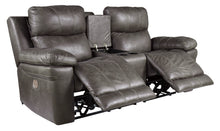Load image into Gallery viewer, Erlangen Power Reclining Loveseat with Console - Midnight - Furniture Depot