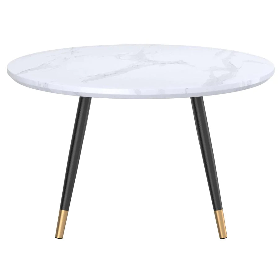 Emery Round Coffee Table in White - Furniture Depot