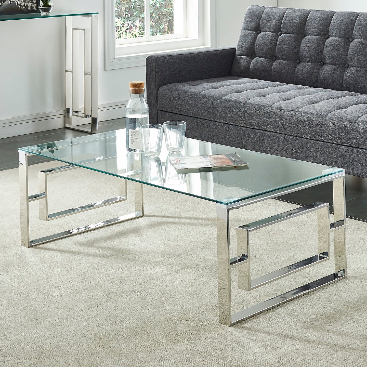 EROS-COFFEE TABLE-SILVER - Furniture Depot