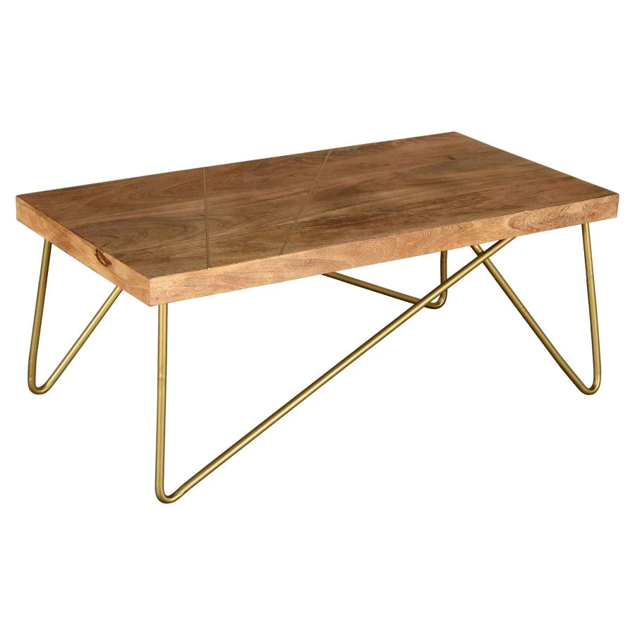 Madox Coffee Table in Natural & Aged Gold - Furniture Depot