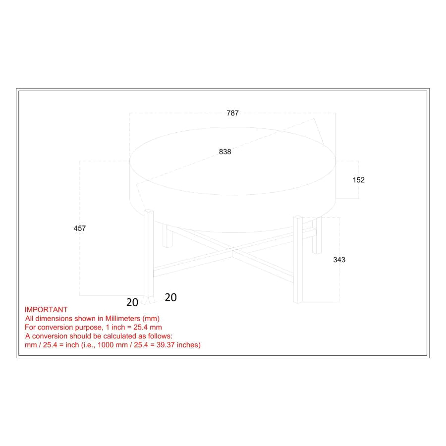 Blox Round Coffee Table in Grey - Furniture Depot