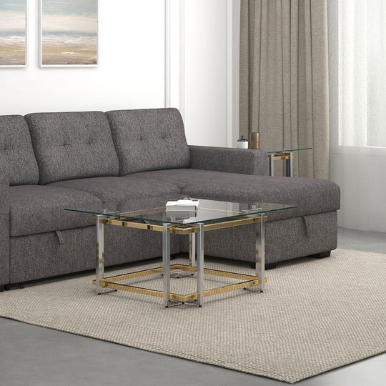 Florina Square Coffee Table in Silver and Gold - Furniture Depot