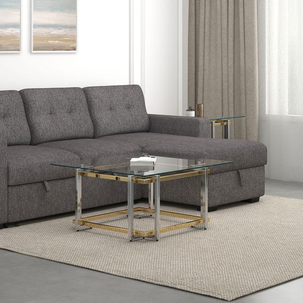 Florina Square Coffee Table in Silver and Gold - Furniture Depot