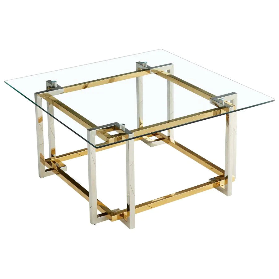 Florina Square Coffee Table in Silver and Gold - Furniture Depot