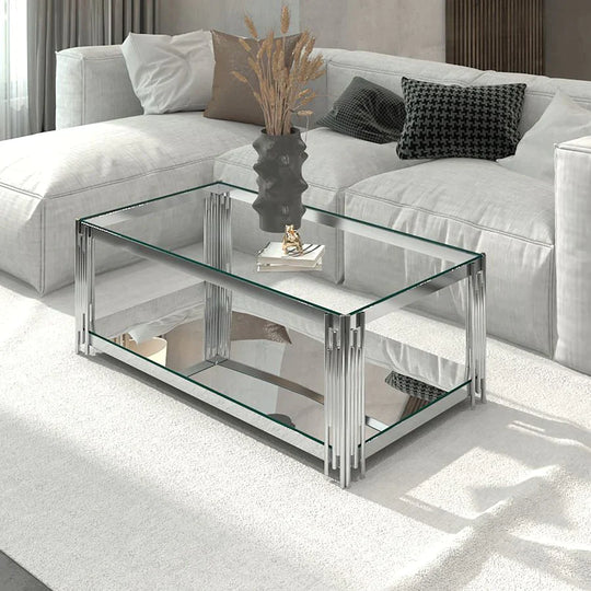 Estrel Rectangular Coffee Table in Silver - Furniture Depot